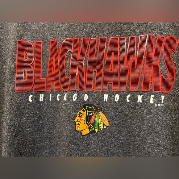 Chicago Blackhawks Officially Licensed NHL Gray Short Sleeve XL Textured Logo - Picture 9 of 15